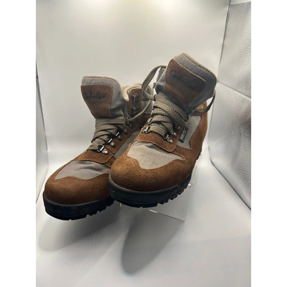 Cabelas Gore Tex Hiking Boots Brown Tan Lace Up Outdoor Trail Footwear‎ Men's 8